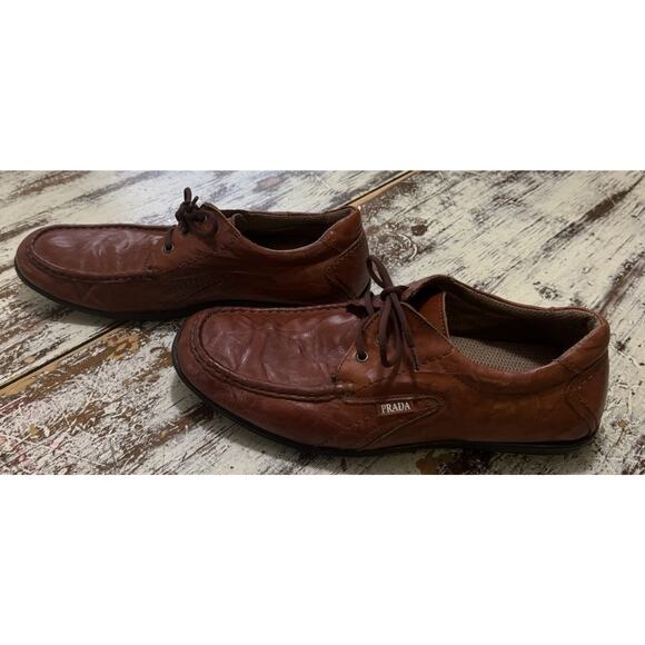 PRADA Men\'s Shoes Brown, Lace-Up, Size 11 US Loafers, boat Moc oxfords main image 6